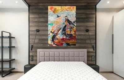 Уникальная абстрактная картина маслом большая современная ручная роспись настенное искусство - Изображение 1 из 4