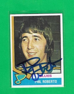 TARJETA AUTÓGRAFA PHIL ROBERTO (D) 1974-75 TOPPS ST. LOUIS BLUES - Imagen 1 de 1