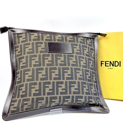 Segundo bolso sin asas Fendi patrón de zucca logotipo FF herrajes cuero lona Japón Foto 1 de 4