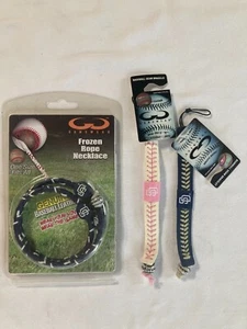 Gamewear San Diego Padres Baseball Leather Frozen Rope Necklace, Bracelets,Combo - Picture 1 of 2