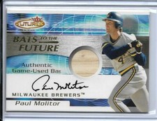 2001 FLEER FUTURES HOF PAUL MOLITOR BAT AUTOGRAPH AUTO #D/50 MILWAUKEE BREWERS