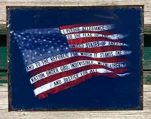 The Pledge of Allegiance US Flag METAL SIGN rustic patriotic garage bar decor - Picture 1 of 10