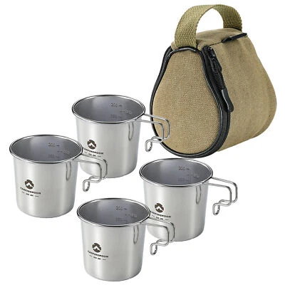 Cuatro tazas Sierra de acero inoxidable 210 ml con bolsa de almacenamiento picnic P9O9 Foto 1 de 4