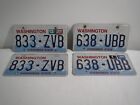 Washington State License Plates Matched Pair 638 UBB / 833-ZVB - Vintage WA Used