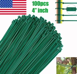 100 Cable Zip Ties 4" Inch Wire Green Nylon Garden UV Resistance Self Locking - Picture 1 of 12