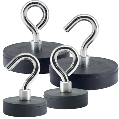 Neodym Magnet Topfmagnet Magnethaken Ösenmagnet Gummiert Gewinde 5KG bis 42Kg