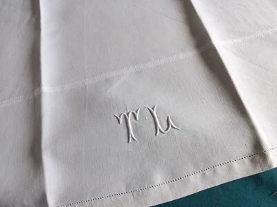 6  essuis main, torchons, liteaux blancs, pur fil de lin, mono T L, anciens - Photo 1/4