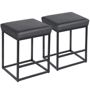 Black Counter Height 24" Bar Stools Set of 2 for Kitchen Counter Backless Modern - Picture 1 of 13