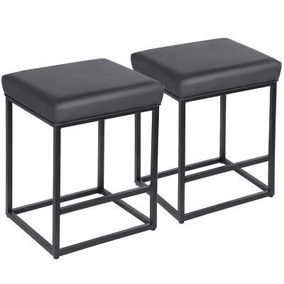 Black Counter Height 24" Bar Stools Set of 2 for Kitchen Counter Backless Modern - Image 1 of 4