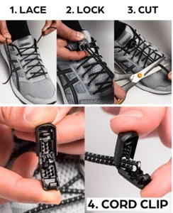 Reflective Elastic Shoe Laces No Tie Lock Shoelaces for Adults Kids Unisex - Picture 1 of 4