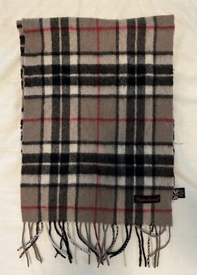 Bufanda inglesa de lavandería bronceada/negro tartán cachemir/lana de cordero Foto 1 de 3