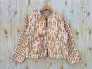 Indian Yellow Floral 100%Cotton Quilted Unisex Jacket Women's Clothing Jacket US - Picture 1 of 4