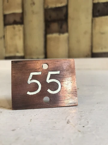 Early 20th Century Small Copper/Bronze Enamel House door number 55 Plate Sign Cover
