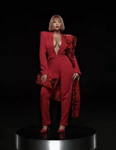 New Sz SM Women’s Adidas X Ivy Park Knit Red Jumpsuit Beyoncé HM5771 - Picture 1 of 15