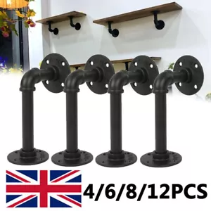 4/6/8/12Pcs/Set Iron Pipe Shelf Brackets Industrial Style Wall Floating Shelves - Picture 1 of 11