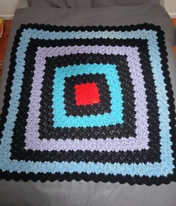 Crochet Blanket Large Throw Granny Vintage Bed Cover Afghan Square 145 x 145cm - Imagen 1 de 3