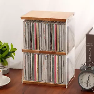 CD Holder Desk Rack Organizer Wooden CD Holder Stand CD Storage Rack Game Disc - Picture 1 of 1