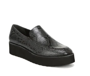 Vince Zeta Platform Loafer Womens 9.5 Snakeskin Embossed Dark Grey NEW - Picture 1 of 7
