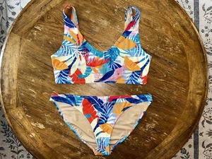 Old Navy Damen-Zweiteiler-Bikini mit buntem Dschungelmuster | Größe L/XL | EUC - Bild 1 von 14