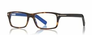 Tom Ford FT 5663-B 055 Vintage Havana/Blue Block Men's Eyeglasses