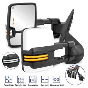 2X White Painted Tow Mirrors Switchback For 2003-2007 Chevy Silverado GMC Sierra - Picture 1 of 7