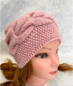 Hat Women Hat Soft Beanie Hand Knit 100% Alpaca Pink color Winter Hat Beret - Picture 1 of 6