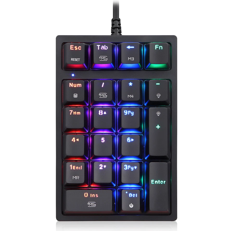 Numeric Mechanical Keyboard 21 Keys USB Wired W/ RGB Backlit OUTEMU Blue Switch - Image 1 of 4