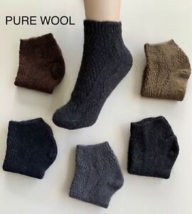100% Pure Wool Low Cut Ankle Women's Ladies Socks Warm Winter Comfy Walking 