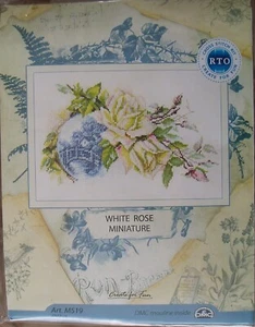 RTO Cross-stitch kit M519 White Rose Miniature 27 x 17 cm with DMC floss - Bild 1 von 2