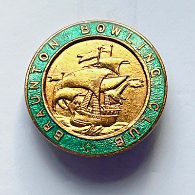 Braunton Bowling Club Vintage Fattorini Pin Lapel Badge Bowls England Devon - Image 1 of 3