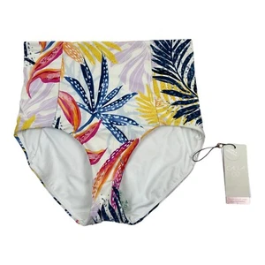 CALIA Bikini Swim Bottom Ladies Medium Watercolor Palms Full Coverage High Rise - Picture 1 of 6