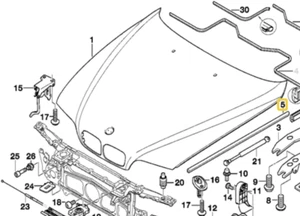 Sellado lateral del capó del motor para BMW E-39 - Imagen 1 de 1
