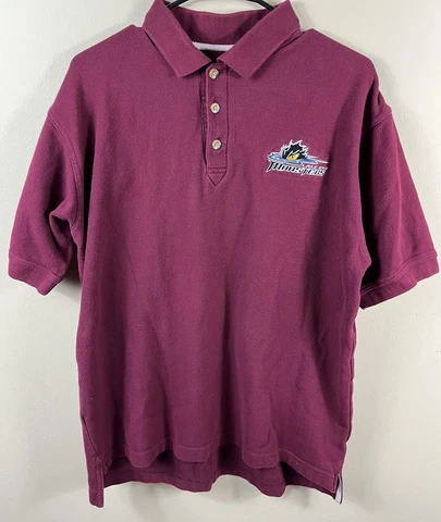 LAKE ERIE MONSTERS sewn hockey polo shirt men's Medium AHL Hockey Cleveland Cover