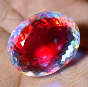 Natural Rainbow Color Mystic Quartz Oval 58.50 Ct Certified Loose Gemstone - Picture 1 of 7