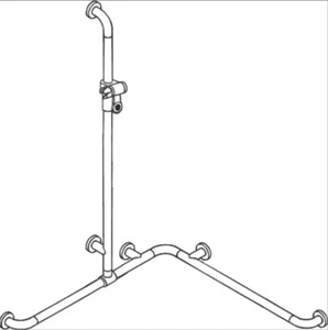 HEWI Duschhandlauf mit verschiebbarer Brausehalterstange Serie 801 Reinweiss - Bild 1 von 8