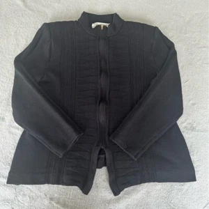 ST. JOHN Vintage Santana knit Zip Up Cardigan Jacket Black Size 10 - Picture 1 of 15