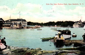 New Rochelle NY Echo Bay Hudson Park Postcard New York - Picture 1 of 3
