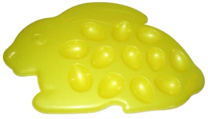 Easter Rabbit Serving Tray ~ Plastic ~ YELLOW ~ Holds 12 Eggs~16" x 10"~BPA Free - Picture 1 of 1