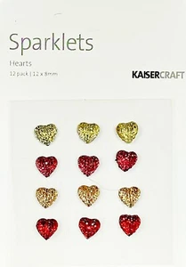 Kaisercraft, chispas, adornos de corazón, corazones de cristal, joyas de San Valentín - Imagen 1 de 1