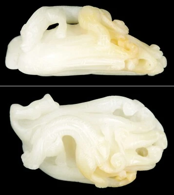 Качественный антикварный китайский нефрит Цин резьба мифическое животное ручной фрукт Будды - Изображение 1 из 4