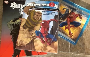 Spiderman 3 Blu-ray Disc,I Can Read Spiderman Vs. Sandman,Batman Year 100 Comic - Picture 1 of 12