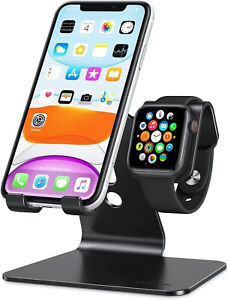 OMOTON 2 in 1 Universal Desktop Stand Holder for iPhone and Apple Watch, Black