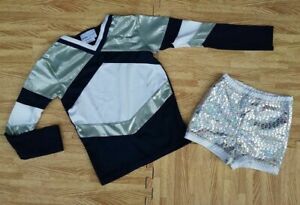 NEW GIRL S/M Cheerleader Uniform Top Sequin Dance Shorts 25-27/21-24 Cosplay 