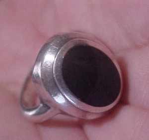 VINTAGE ONYX RING SCHWARZER STEIN STERLING 925 GRÖSSE 7 - Bild 1 von 7