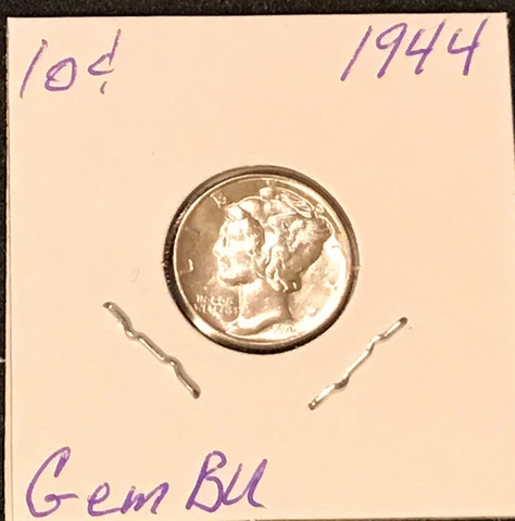 1944 Silver Mercury Dime Gem BU Free Shipping Cover