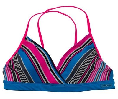 Swimwear ZeroXposure Reversible Bikini Top Halter Triangle Black Blue Strips 16 - Imagem 1 de 3
