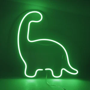 Green Dinosaur Neon Light LED Sign Dimmable Bedroom Kids Room Art Wall Hanging - Picture 1 of 8
