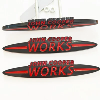 3x NEGRO ROJO JOHN COOPER WORKS Parrilla Frontal Insignia Emblema Adhesivo para MINI JCW F55 Foto 1 de 4