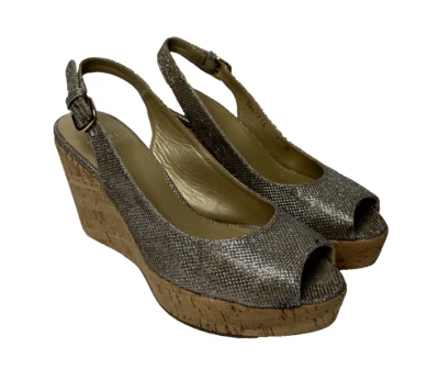 Stuart Weitzman Jean Glitter Slingback  Cork Platform Sandals Women's Size 7M - Image 1 of 4