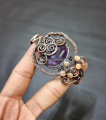 Brazalete Brazalete Brazalete Ajustable Joyería Envuelto Alambre Cobre Amatista Foto 1 de 4